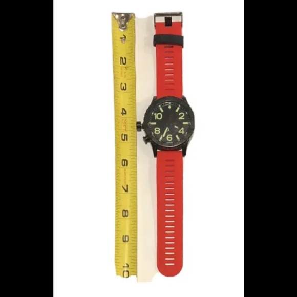 Watch Band 25mm Red Black Silicone Rubber Replacement 4 Nixon 51-30 Strap Garmin - Picture 2 of 10
